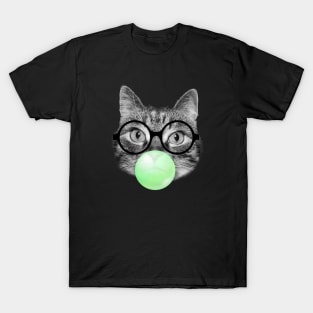 Cat and green bubble gum T-Shirt